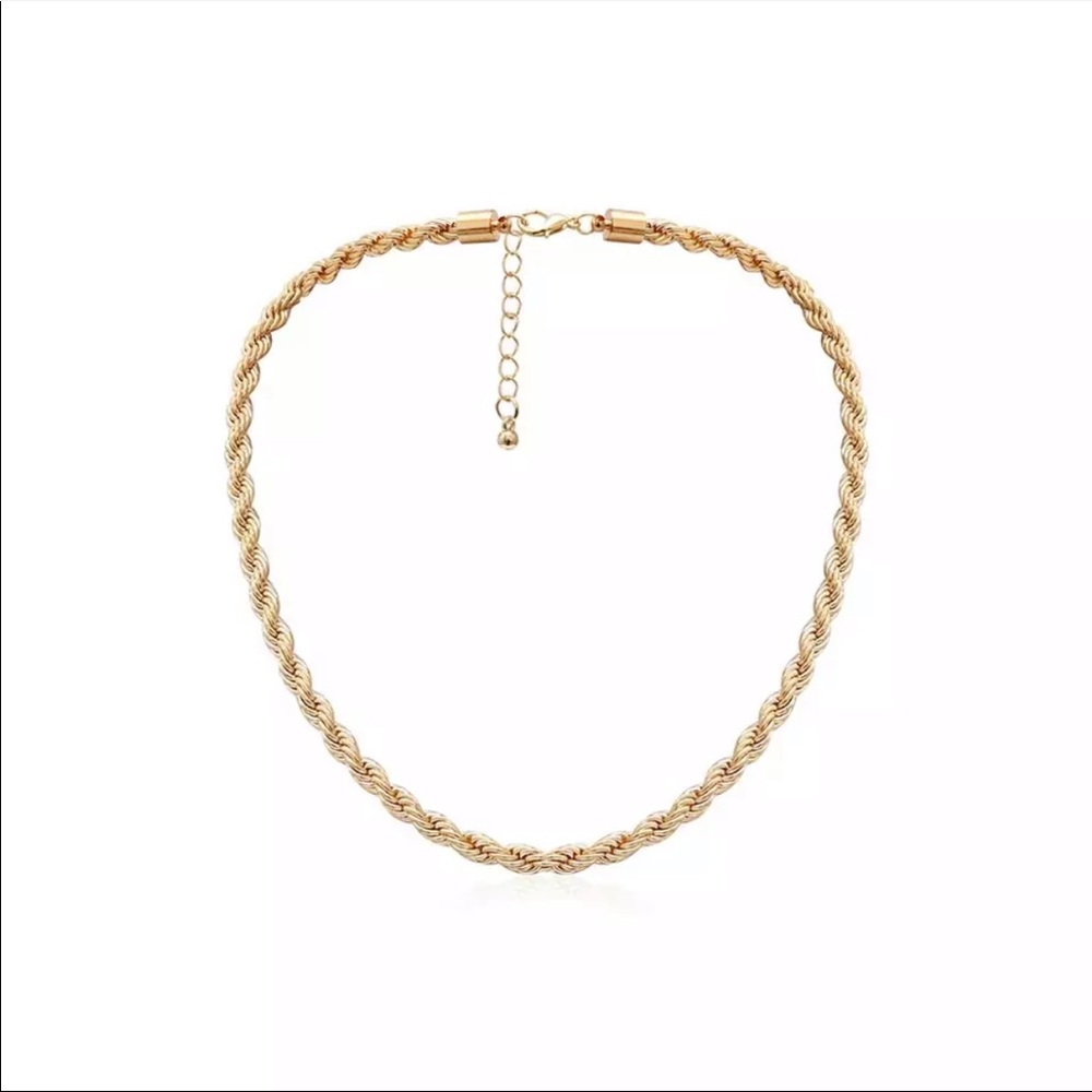 20”NEW GOLD CUBAN TWISTED CHOKER NECKLACE - Picture 3 of 9
